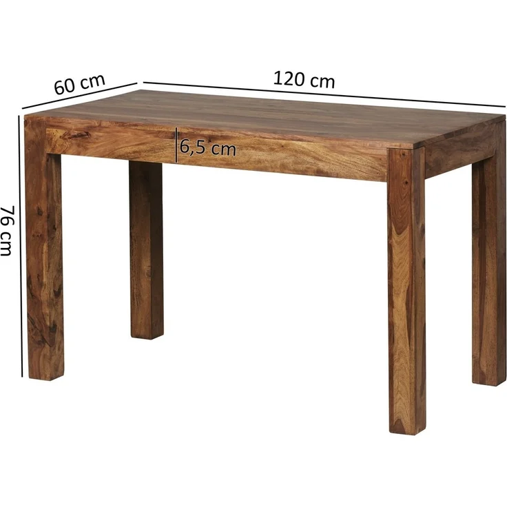 Wohnling Esstisch Massivholz Sheesham Esszimmer-Tisch 120x60 – Bild 8