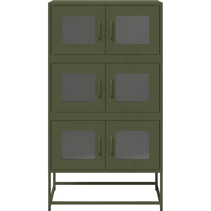 Highboard, BuffetSchrank, Büroschrank Olivgrün 68 x 39 x 123 cm Stahl – Bild 5