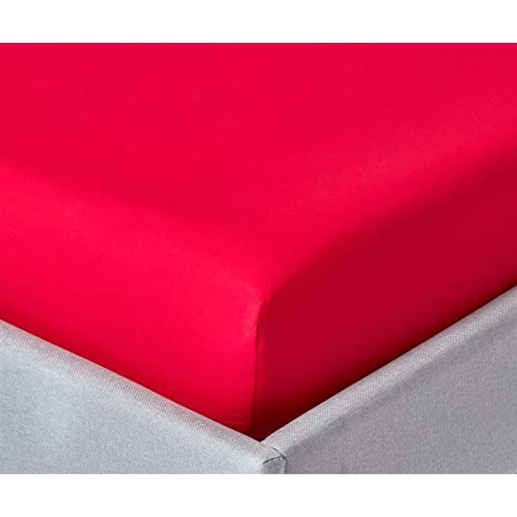 Homescapes Perkal-Spannbettlaken, 90x190 cm, Rot, 100% ägyptische Baumwolle, Oeko-Tex® zertifiziert, hypoallergen – Bild 1