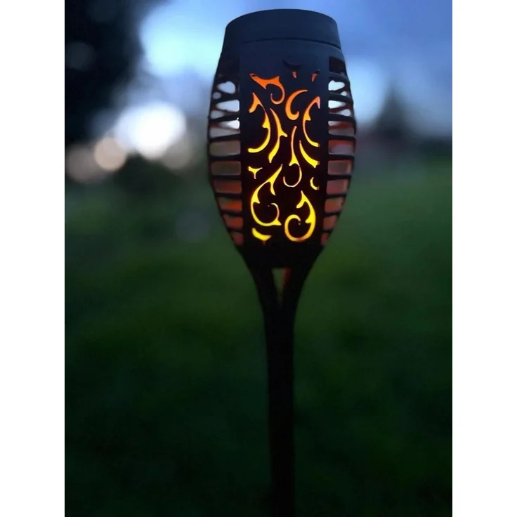 Gardlov LED Solarleuchte LED Solarleuchte LED Solar Gartenleuchten Flammeneffekt 4er Set Deko, LED, warmweiß, Wetterfeste IP44 Solar Gartenfackeln mit Dämmerungssensor 4 flammig – Bild 2