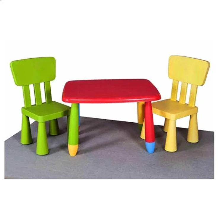 Aranaz Kindertisch, rechteckig, rot, multifunktional, modernes Design, 72,5 x 57 x 47 cm, aus Kunststoff, robust, für Garten oder Terrasse – Bild 4