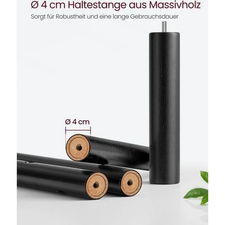 Vasagle Garderobenständer mit 8 Haken, Holz Tintenschwarz, 30 x 30 x 175 cm – Bild 4