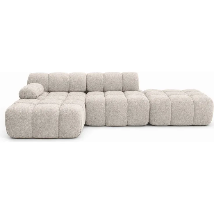Kaiser Möbel Selia L, modulares Ecksofa mit Hocker, Bouclé-Stoff Abriamo, hohe Sitzqualität, moderne L-Form