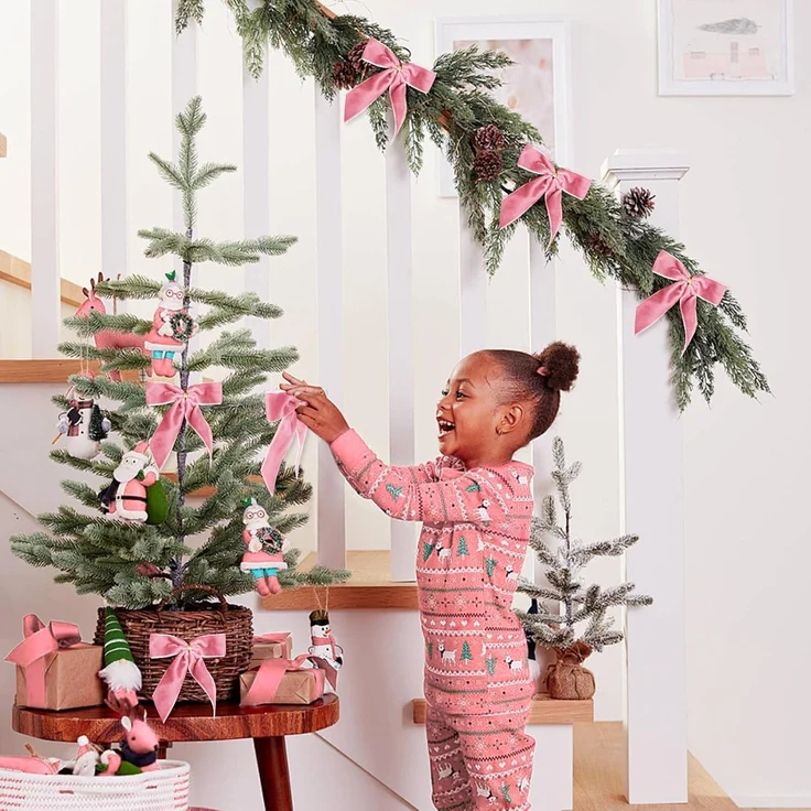 24 Stück – Samt-Schleifen für Weihnachtsbaum, Kranz & Geschenk, 8,9 cm (Blau) – Bild 4