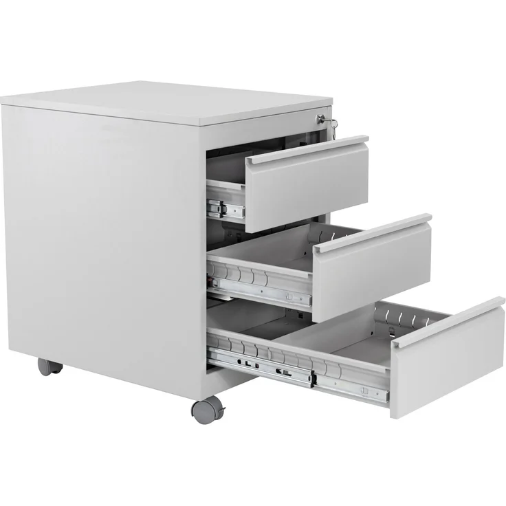 Rollcontainer, 3 Schübe, Farbe grau RAL 7035 pulverbeschichtet – Bild 4