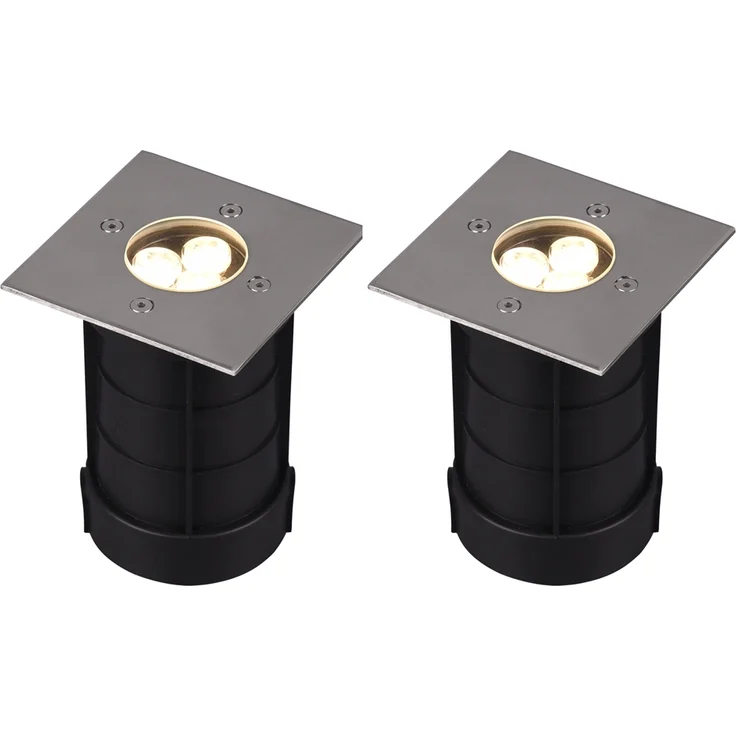 LED Bodeneinbauspot eckig 2er Set Edelstahl 11cm IP65 Bodenstrahler für Einfahrt – Bild 2