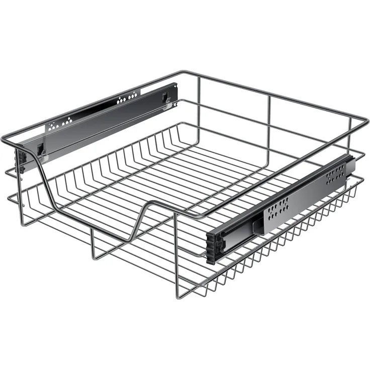 KESSER® Teleskopschublade 30-60cm Schrankbreite verchromt aus Edelstahl Schubladeneinsatz für Küchenschrank Korbauszug Schrankauszug 1x 50cm - Anthrazit