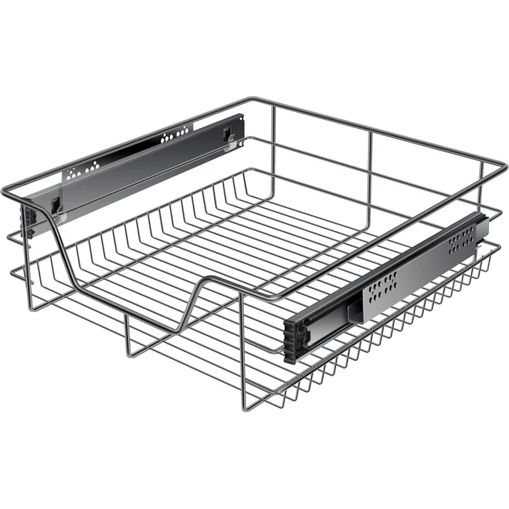 KESSER® Teleskopschublade 30-60cm Schrankbreite verchromt aus Edelstahl Schubladeneinsatz für Küchenschrank Korbauszug Schrankauszug 1x 50cm - Anthrazit – Bild 1