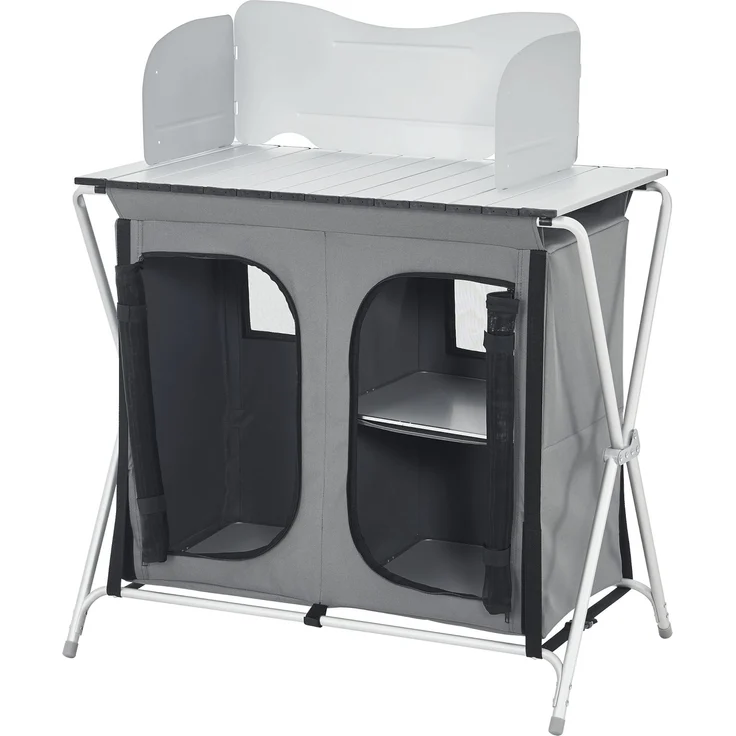 Campingschrank Tullinge mit Arbeitsplatte und Windschutz 80x50,5x104,5cm Dunkelgrau en. casa – Bild 2