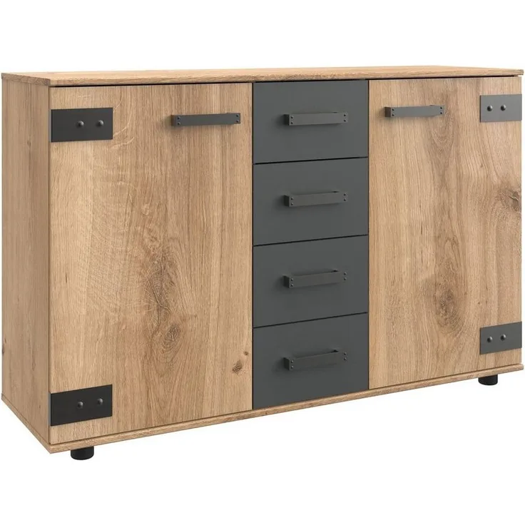 Kommode >Malmö< (B/H/T: 130x83x41 cm) in Plankeneiche-Nachbildung