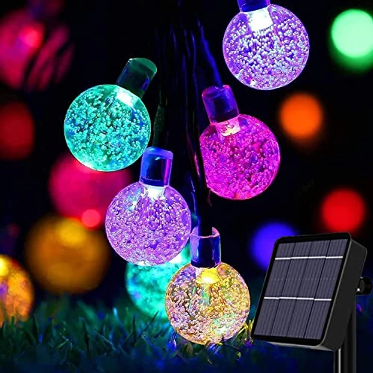 Useber Solar Lichterkette 50LED, Wasserdicht mit 8 Lichtmodi für Außen und Innen, Bunt, ideal für Balkon, Garten und Partys – Bild 1