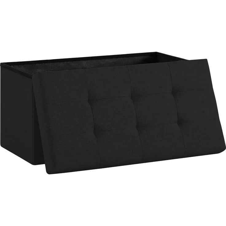 Zedelmaier Sitzbank mit Stauraum Sitzhocker faltbar belastbar bis 300 kg 76 x 38 x 38 cm (Dunkles Schwarz)