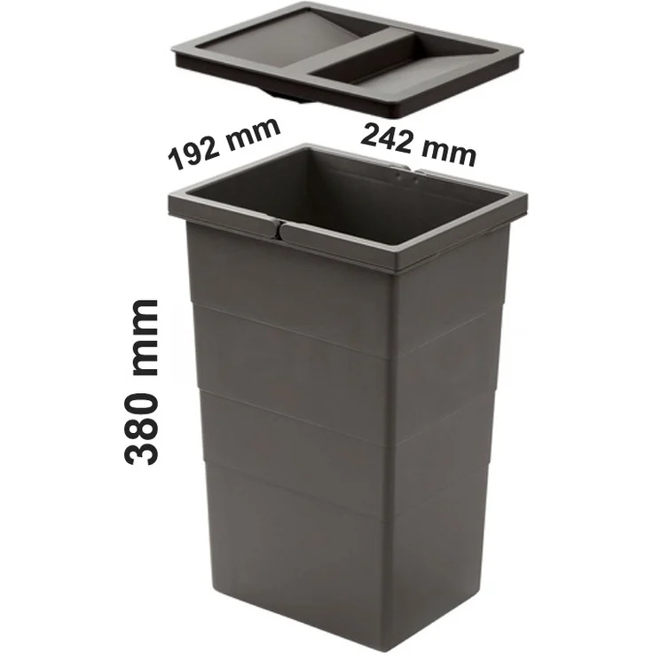 Hailo Inneneimer 1132959 mit Deckel dunkelgrau 242 x 192 x 380 mm – Bild 3