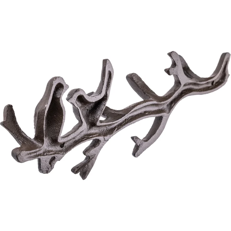 KADAX Hakenleiste aus Gusseisen 31,5 x 10,5 cm, rustikale Wandgarderobe im Ast-Design mit 2 Vögeln, Garderobenleiste zur Wandmontage, Garderobe Wandhaken (Braun) – Bild 7