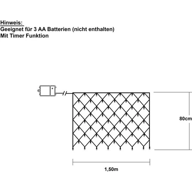 Star LED-Netz 'Akku', 80 warmwhite LED 0,8x1,5m – Bild 4