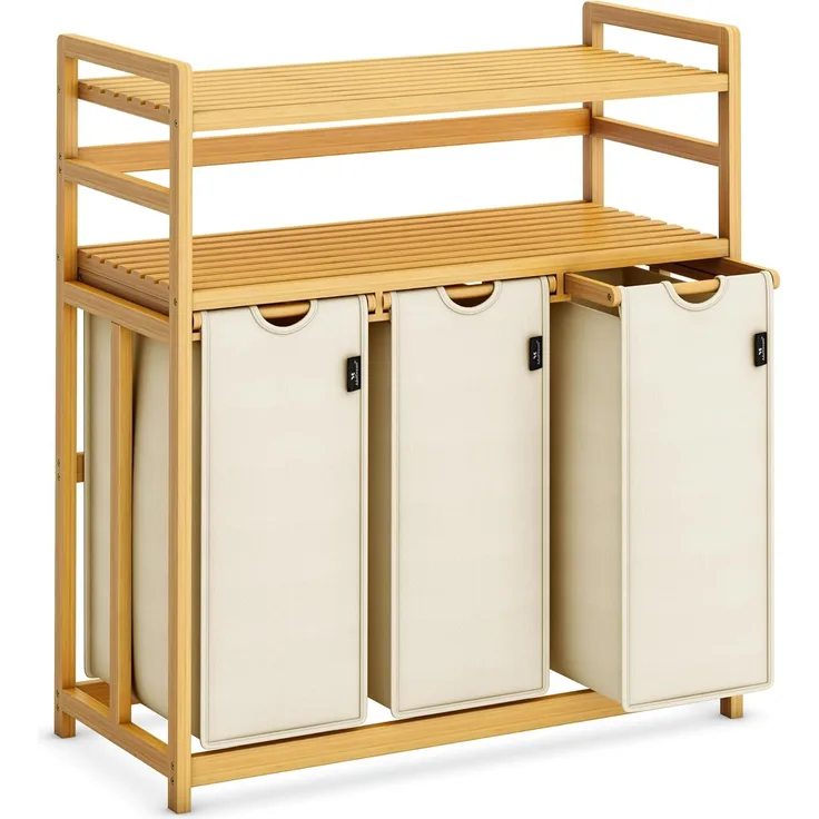 AdelDream Wäschekorb 150 l, 3 Fächer, 2 Regale Wäschesortierer