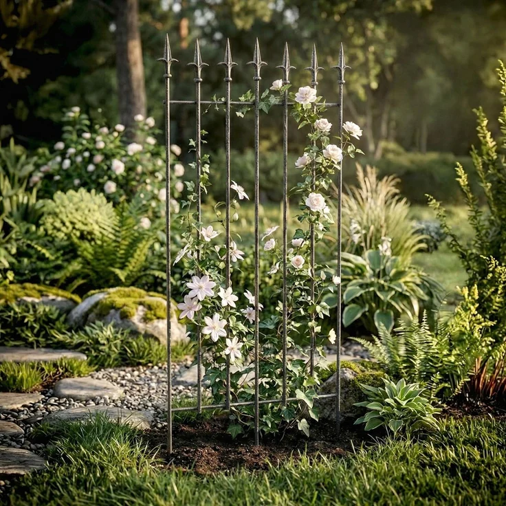 CLP 2er Set Rankgitter Elisa 100 x 50 cm lackiertes Eisen im Jugendstil für Garten,anthrazit – Bild 3