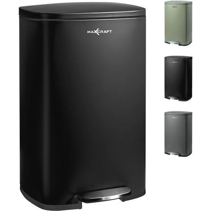 MAXCRAFT Mülleimer / Treteimer mit Soft Close Deckel - 50 Liter in Schwarz – Bild 4