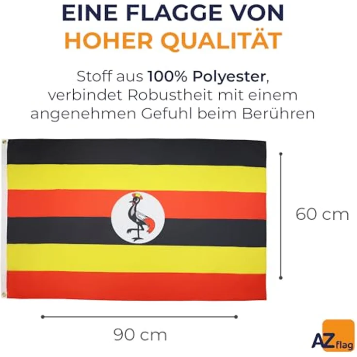 AZ FLAG - Flagge Uganda - 90x60 cm - Ugandische Fahne 100% Polyester mit Messing-Ösen - 50g – Bild 2