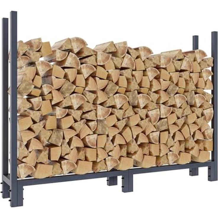 DELUKE® Kaminholzregal aussen mit Abdeckung REOB - für Feuerholz Brennholzregal aussen mit Plane Kaminholzständer draussen Kaminholzhalter outdoor Feuerholzregal aussen, 25x160x115cm – Bild 5
