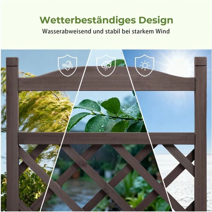COMHOMA Blumenkasten Rankgitter Pflanzkasten mit Rollen, Holz Hochbeet mit Spalier (2 St), wetterbeständiger Pflanzenkübel mit Drainagelöchern – Bild 3