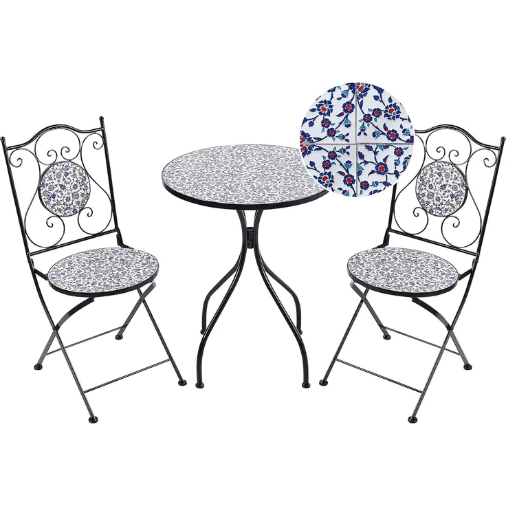 Bistro Set CAMPRENA Metall Schwarz