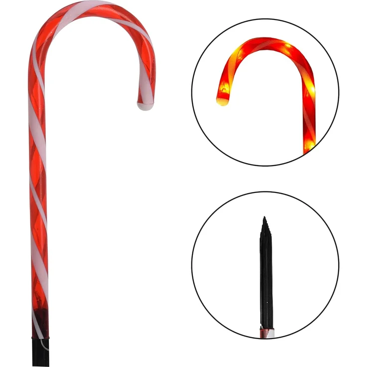 ToCi LED-Lichterkette Gartenstecker LED Zuckerstangen Weihnachts Deko Timer Batterie Außen – Bild 3