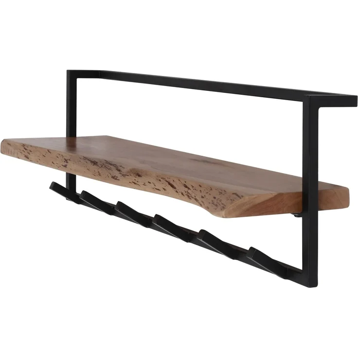 Garderobe Natredja aus Akazienholz, modern industriell, Natur, 6 Haken und Ablage – Bild 4