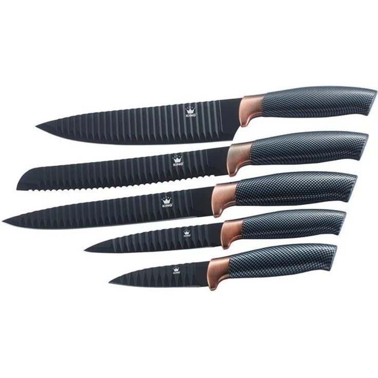KING Messer-Set Carbon Design (Set, 5-tlg), Wellenschliff – Bild 4