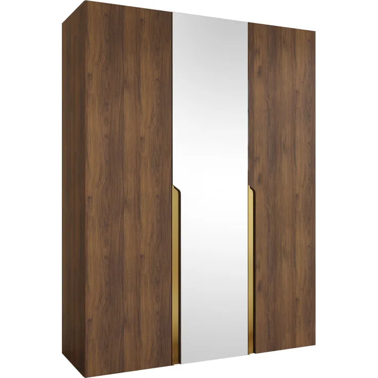 Kleiderschrank Veluna II 150 (Farbe: Nuss Warmia / Nuss Warmia + Gold)