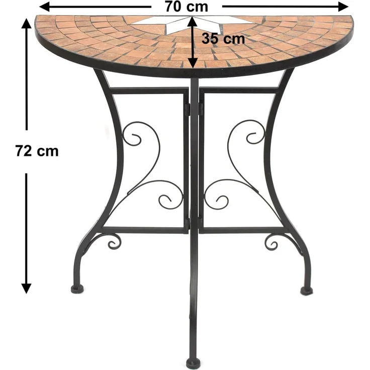 DanDiBo Tisch Halbrund Konsolentisch Wandtisch 120041 Beistelltisch Metall Mosaik 70 cm – Bild 3