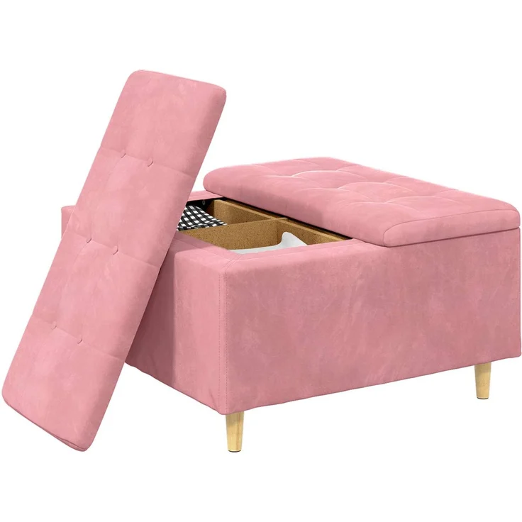 vidaXL Ottoman mit Stauraum Rosa 80 x 80 x 45 cm Samt 876843 – Bild 3