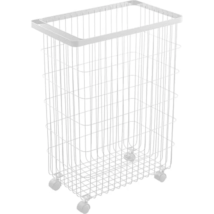 Yamazaki Wäschekorb "Tower" 46x61x28cm, Wäschesammler, Metall, 4 Rollen, ca. 55L Volumen – Bild 1