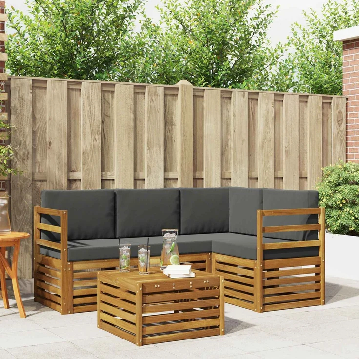 vidaXL Outdoor-Sofagarnitur 5 stk. 4-Sitzer Natur und Anthrazit 3374752 – Bild 1