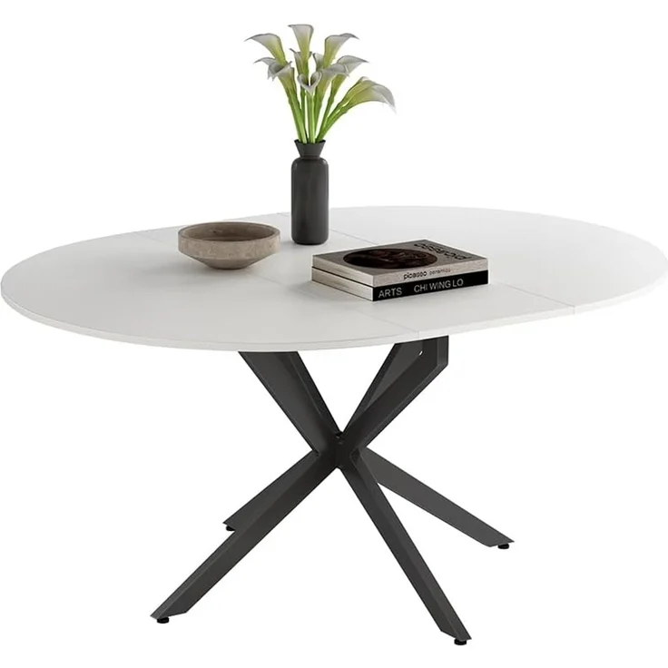 Esstisch Loyd Weiß/Schwarz 120 x 76.5 cm ausziehbar Vicco – Bild 7