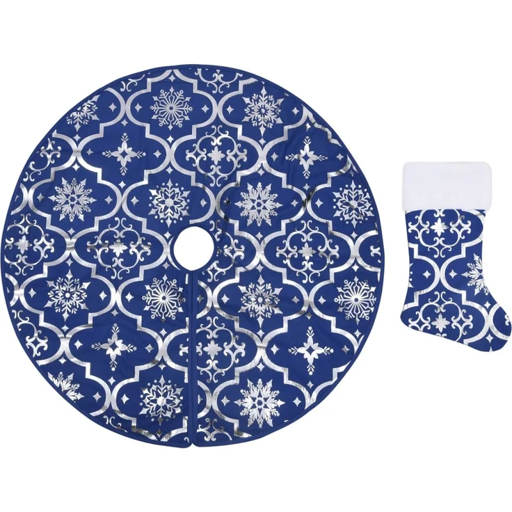 vidaXL Luxus-Weihnachtsbaumdecke mit Socke Blau 122 cm Stoff 330279 – Bild 2