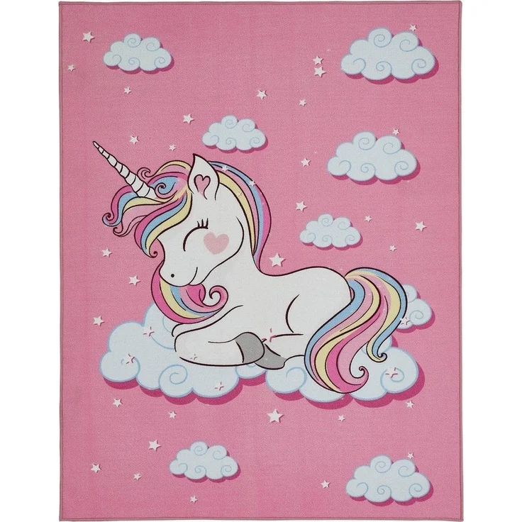 LUXOR living Kinderteppich DREAMY, 80 x 150 cm, Pink, Weiß, Polyester, rechteckig, Maschinengewebt, mit Einhorn-Motiv – Bild 5