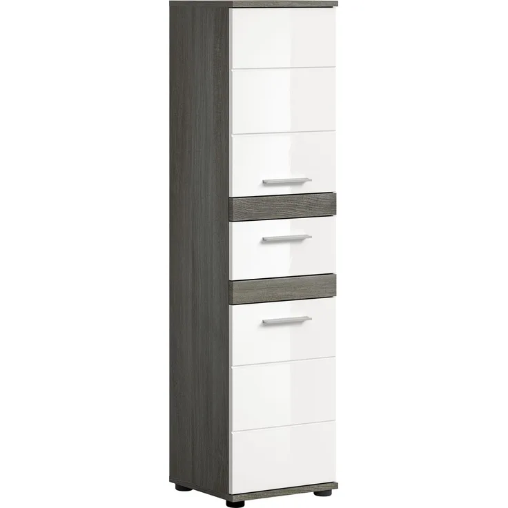 Midischrank Blake - Rauchsilber / Weiß Hochglanz
