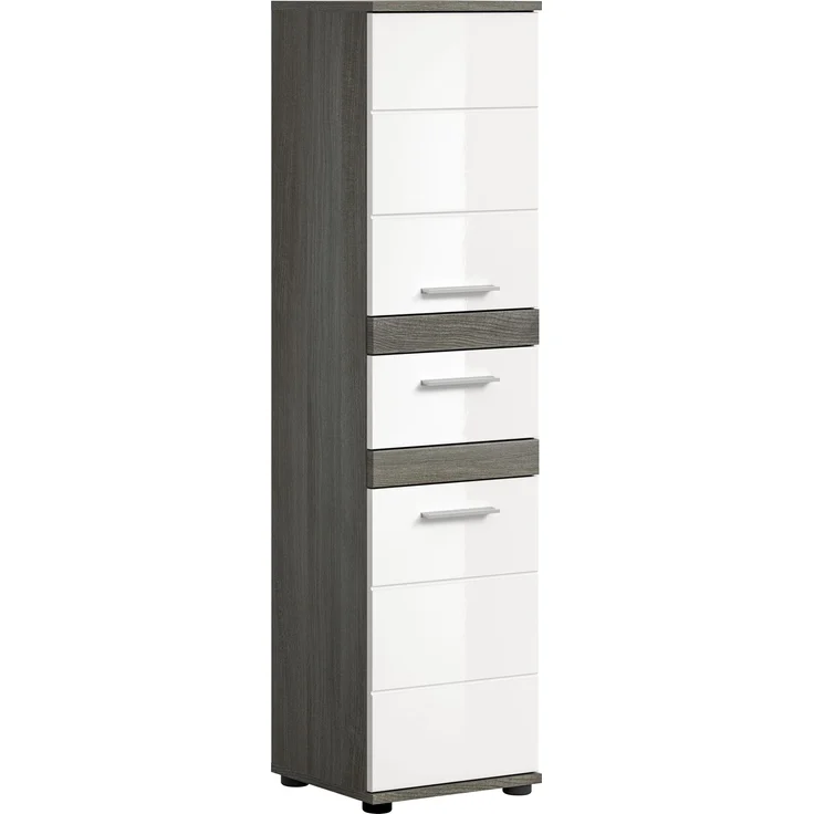 Midischrank Blake - Rauchsilber / Weiß Hochglanz