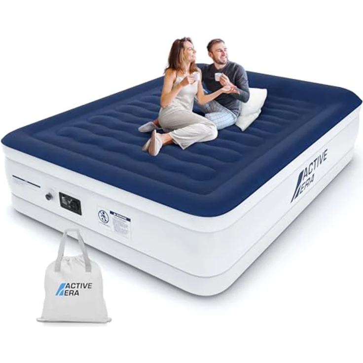 Active Era Luxus Doppel Luftbett – selbstaufblasendes Gästebett mit eingebauter, elektrischer Pumpe, integriertem Kissen und besonderer Luftträger Technologie - 203 x 152 x 56 cm – Bild 2