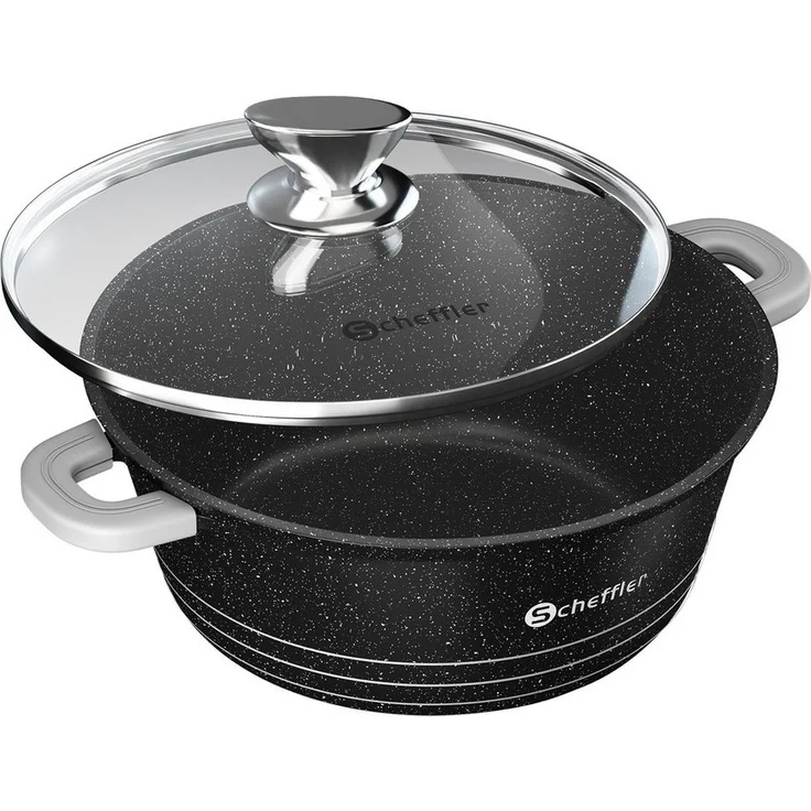 Scheffler Suppentopf Kochtopf 20/24/28/32/36 cm Servierpfanne Bratentopf Topf Induktions, Aluminium (2 Silikon Griffschutz, Spülmaschinengeeignet, für alle Herdarten), Induktion – Bild 5