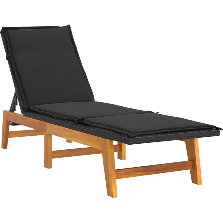 vidaXL Sonnenliege mit Kissen Poly Rattan & Massivholz Akazie 319723