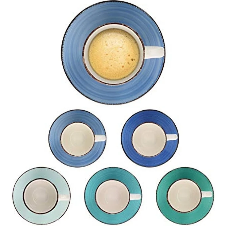 MamboCat Kaffeeservice 18tlg. Kaffeeservice Blue Curacao 6 Personen in Blau-Tönen, Steingut – Bild 7