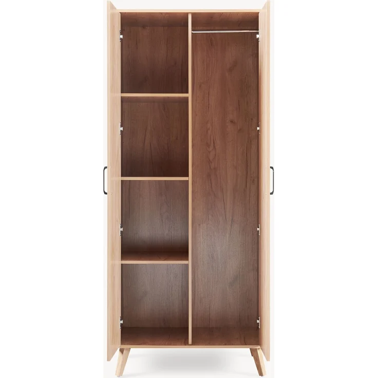 Kleiderschrank Norg 191x80x52 cm 2 Türen 4 Fächer Eicheoptik [en. casa] – Bild 6