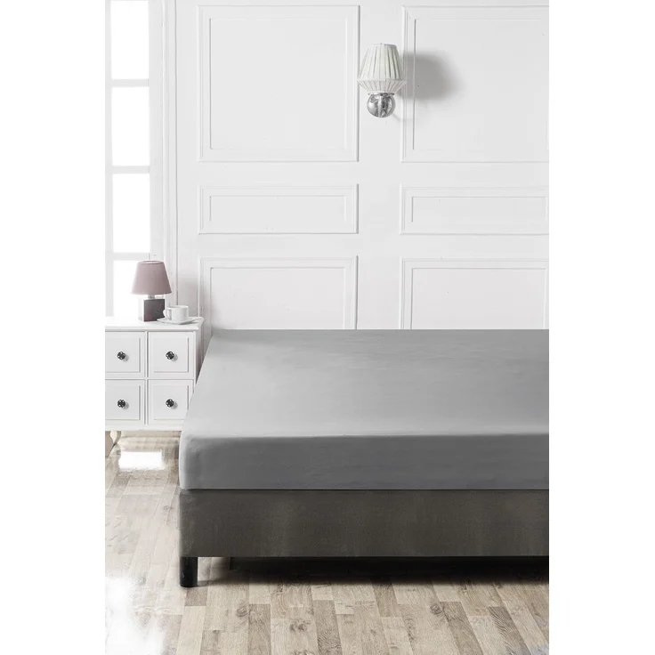 L'essentiel Maison 'Dark Grey' Ranforce Queen Spannbettlaken (DE), Dunkelgrau, 200+30 x 150 cm – Bild 3