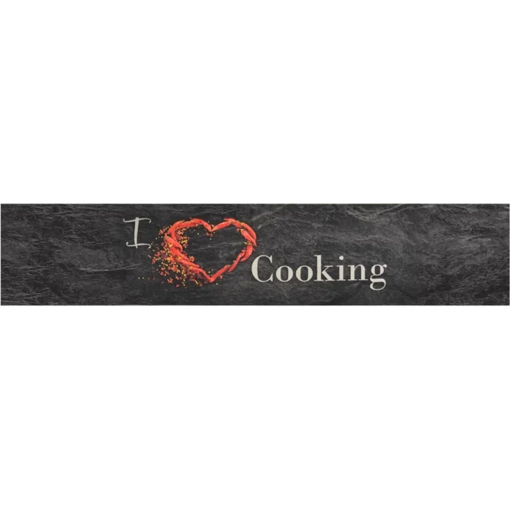 vidaXL Küchenteppich Waschbar Cooking Schwarz 60x300 cm Samt 136551 – Bild 2