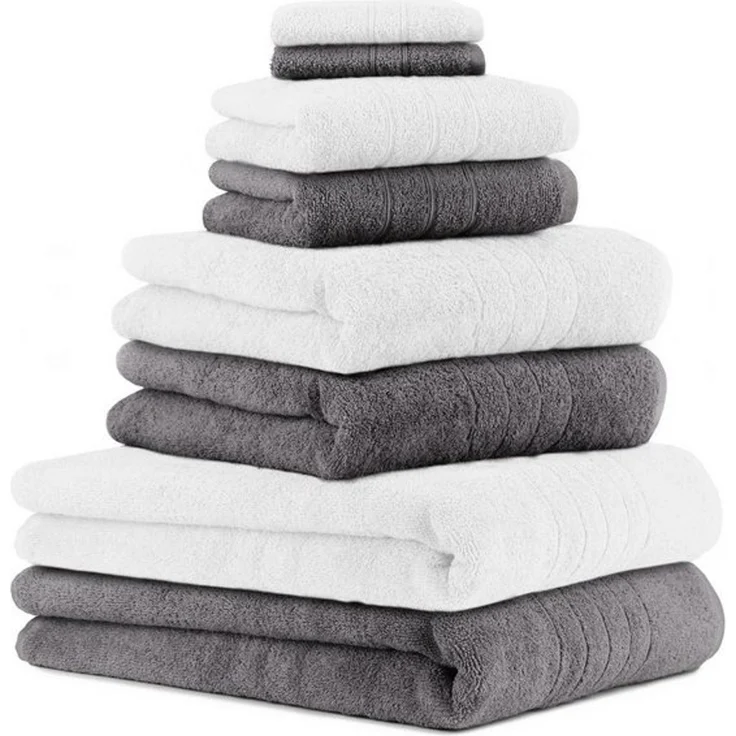 Betz Handtuch Set 8-TLG. Handtuch-Set Deluxe 100% Farbe weiß und anthrazit grau, 100% Baumwolle (Set, 8-St) – Bild 4