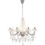 vidaXL Kronleuchter mit Perlen Silbern 8 x E14-Fassungen 281606