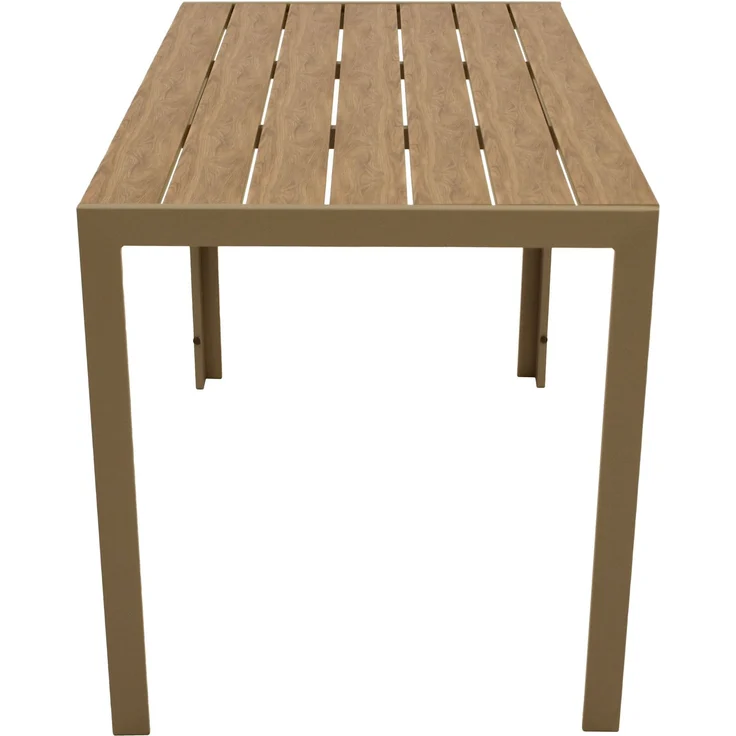 DEGAMO SORANO Gartentisch, Alu + Kunstholz, champagnerfarben/braun, 125x70cm – Bild 3