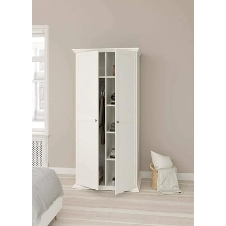 Dmora - Kleiderschrank 2 Türen Daphne, Schlafzimmermöbel, Schrank, Garderobe, 96x63 h200 cm, Weiß – Bild 4